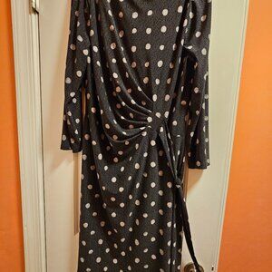 CHAPS Faux Wrap Dress, size XL, black/cream